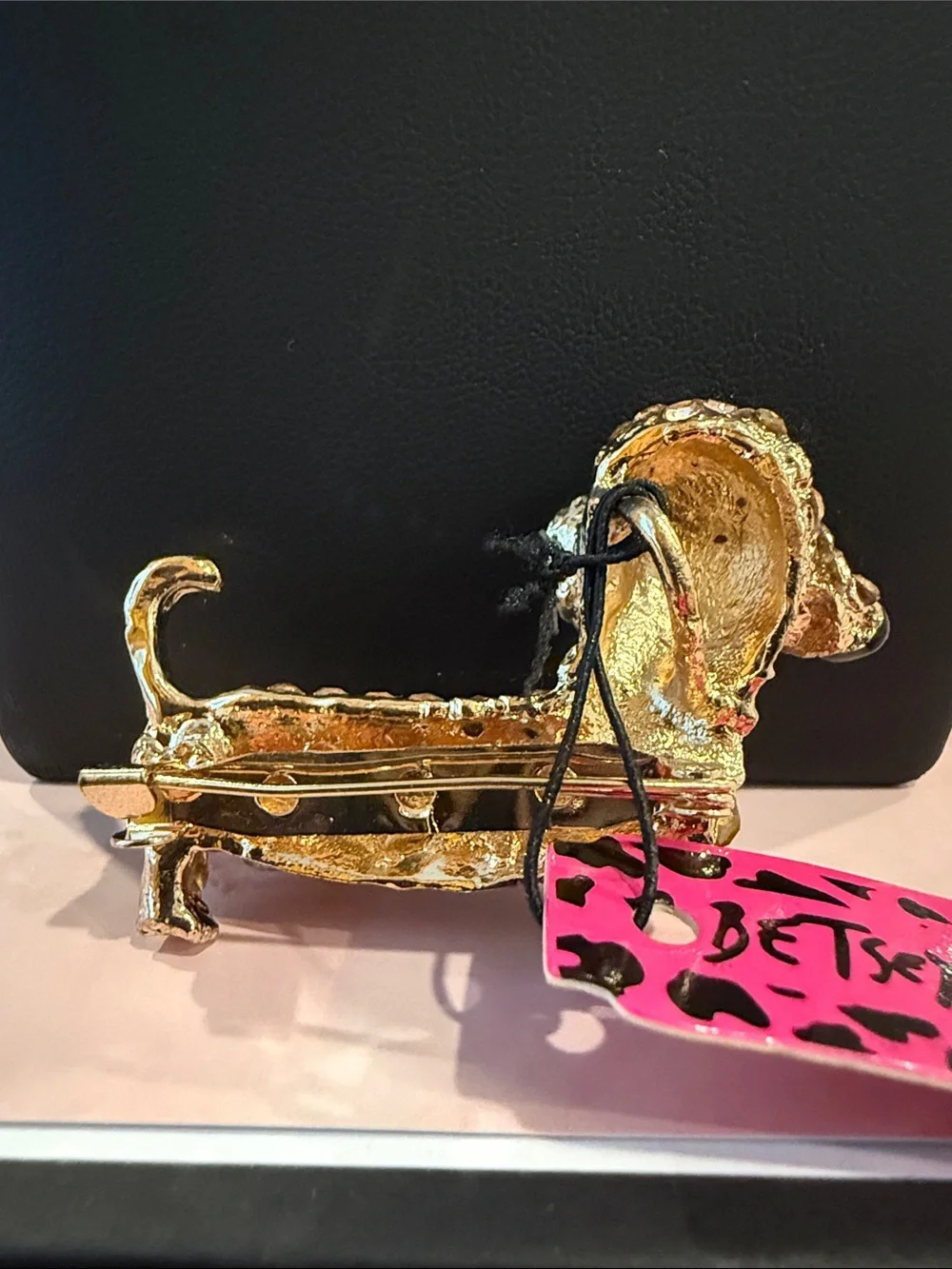 Betsey Johnson | Gold & Crystal Dachshund Dog Brooch 🌭